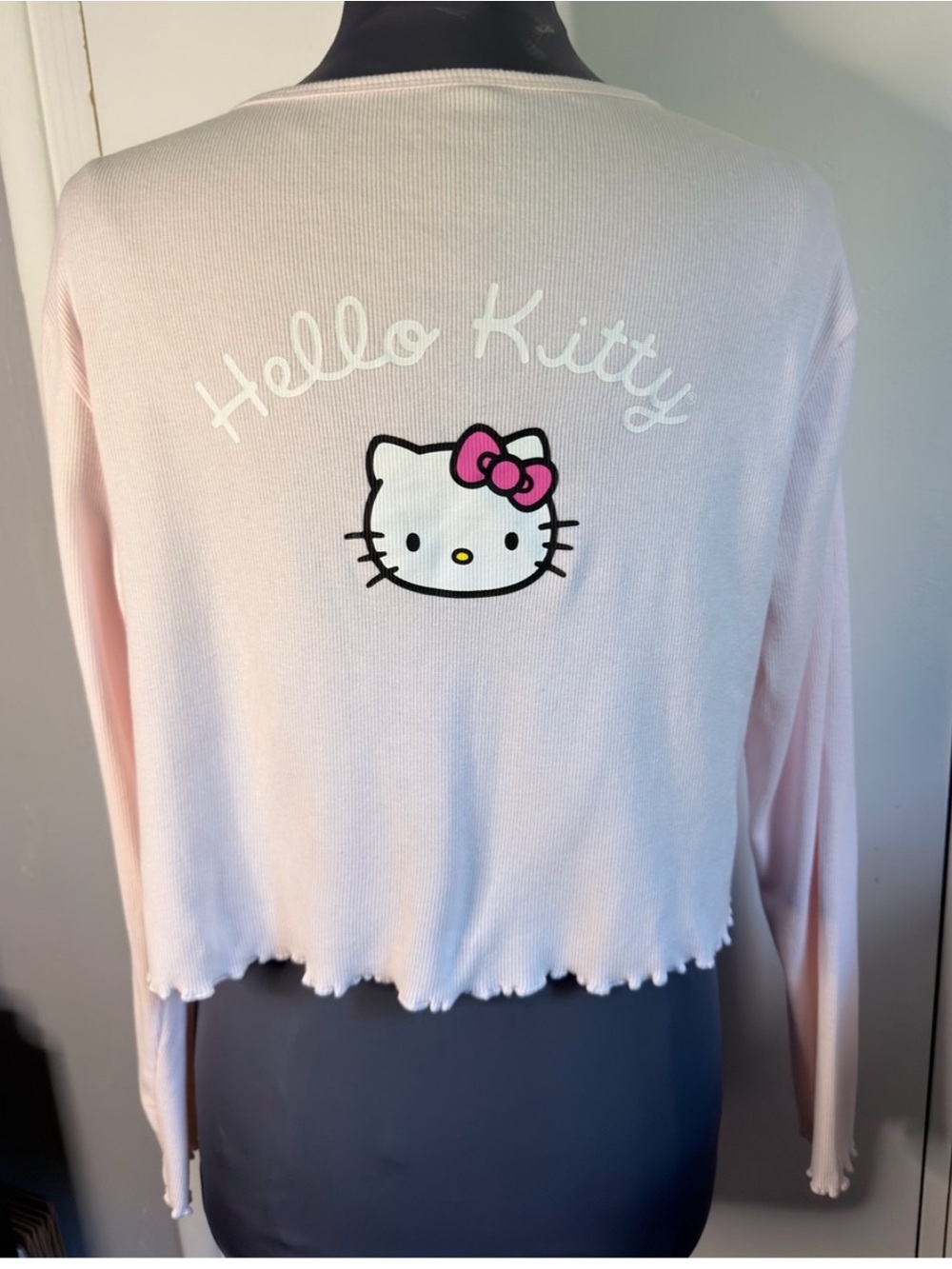 Sanrio Hello Kitty Light Pink Long Sleeve Crop Top